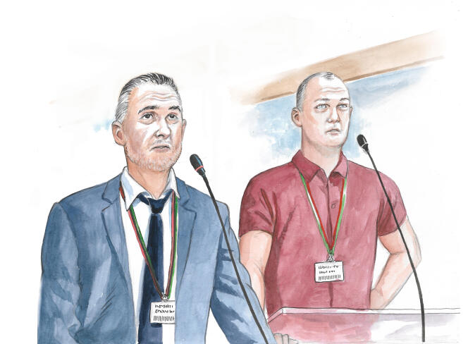 Witnesses Franck Terrier and Alexandre Nigues, at the Palais de Justice in Paris, on September 13, 2022, during the trial of the Nice attack.