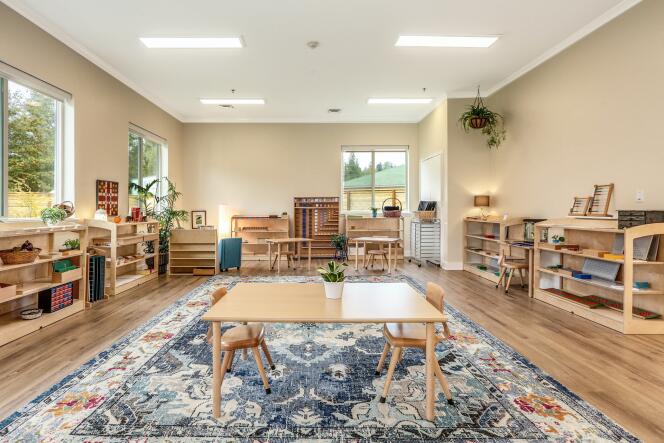 A room in the Bezos Academy kindergarten in Des Moines, Washington. Established in 2020, the school was the first Bezos Academy to open.