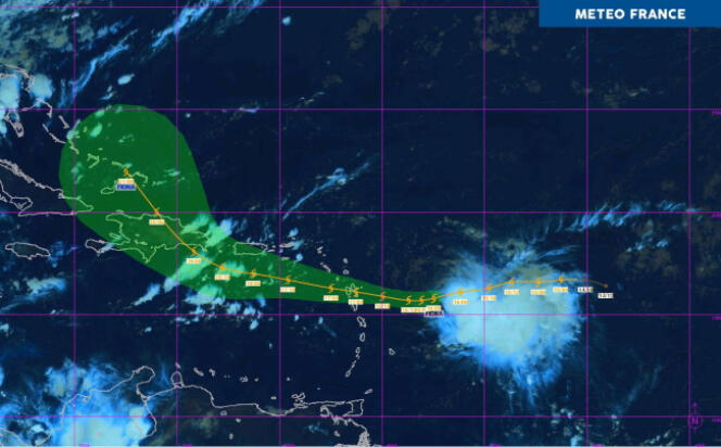 Le trajectoire de la tempête Fiona, dans la nuit du 16 au 17 septembre 20222.

