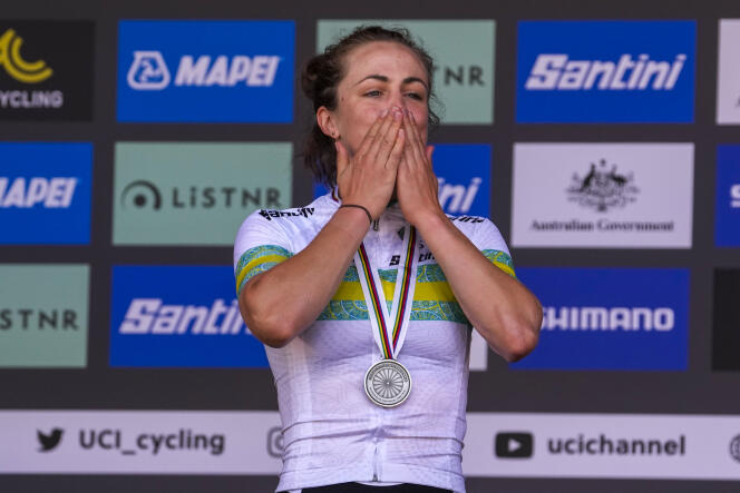 Australian Grace Brown, silver medalist in the time trial at the World Road Cycling Championships in Wollongong (Australia), on September 18. 