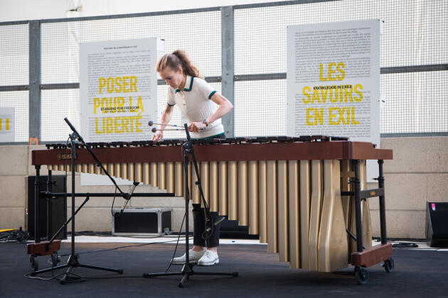 La percussionniste Adélaïde Ferrière a enchanté le public avec son marimba, le samedi 17 septembre 2022, sur du Paganini et du Gershwin.