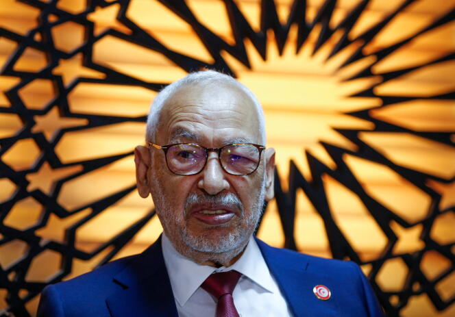 Rached Ghannouchi, the head of Islamist Ennahda party and former speaker of the parliament, during an interview with Reuters at his office in Tunis, Tunisia, July 15, 2022. 