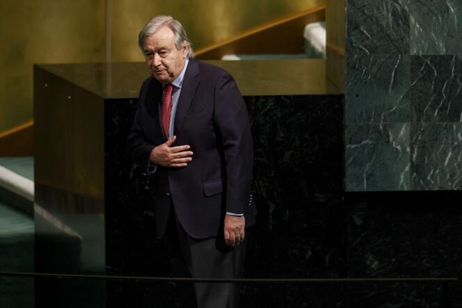 Le secrétaire général des Nations unies, Antonio Guterres, le 20 septembre à l’Assemblée générale de l’ONU, à New York.