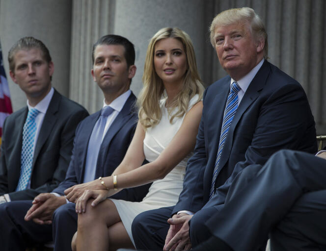 Eric Trump, Donald Trump Jr., Ivanka Trump and Donald Trump attend the groundbreaking ceremony for the Trump International Hotel on July 23, 2014 in Washington, DC.