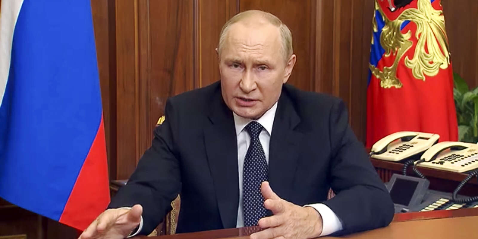 Vladimir Poutine s’exprime à la télévision russe, le 21 septembre 2022.