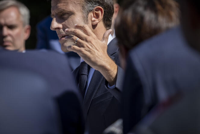 Emmanuel Macron, lors d’un discours à la sous-préfecture de Loire-Atlantique, à Saint-Nazaire, le 22 septembre 2022.