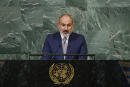 Prime Minister of Armenia Nikol Pashinyan addresses the 77th session of the United Nations General Assembly, at U.N. headquarters, Thursday, Sept. 22, 2022. (AP Photo/Jason DeCrow)