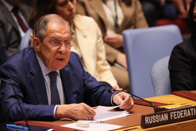 El ministro de Relaciones Exteriores de Rusia, Sergei Lavrov, en el Consejo de Seguridad de la ONU en Nueva York el 22 de septiembre.
