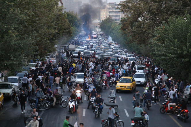 During a demonstration on the streets of Tehran on September 21, 2022.