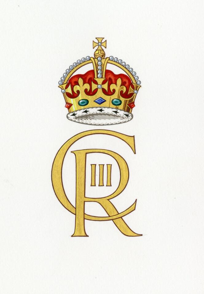 Een neokoninklijk monogram met het portret van koning Karel III, de opvolger van Elizabeth II.  26-09-2022. 