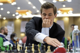 Le Norvégien Magnus Carlsen, lors d’un tournoi d’échecs en Inde, le 8 août 2022.