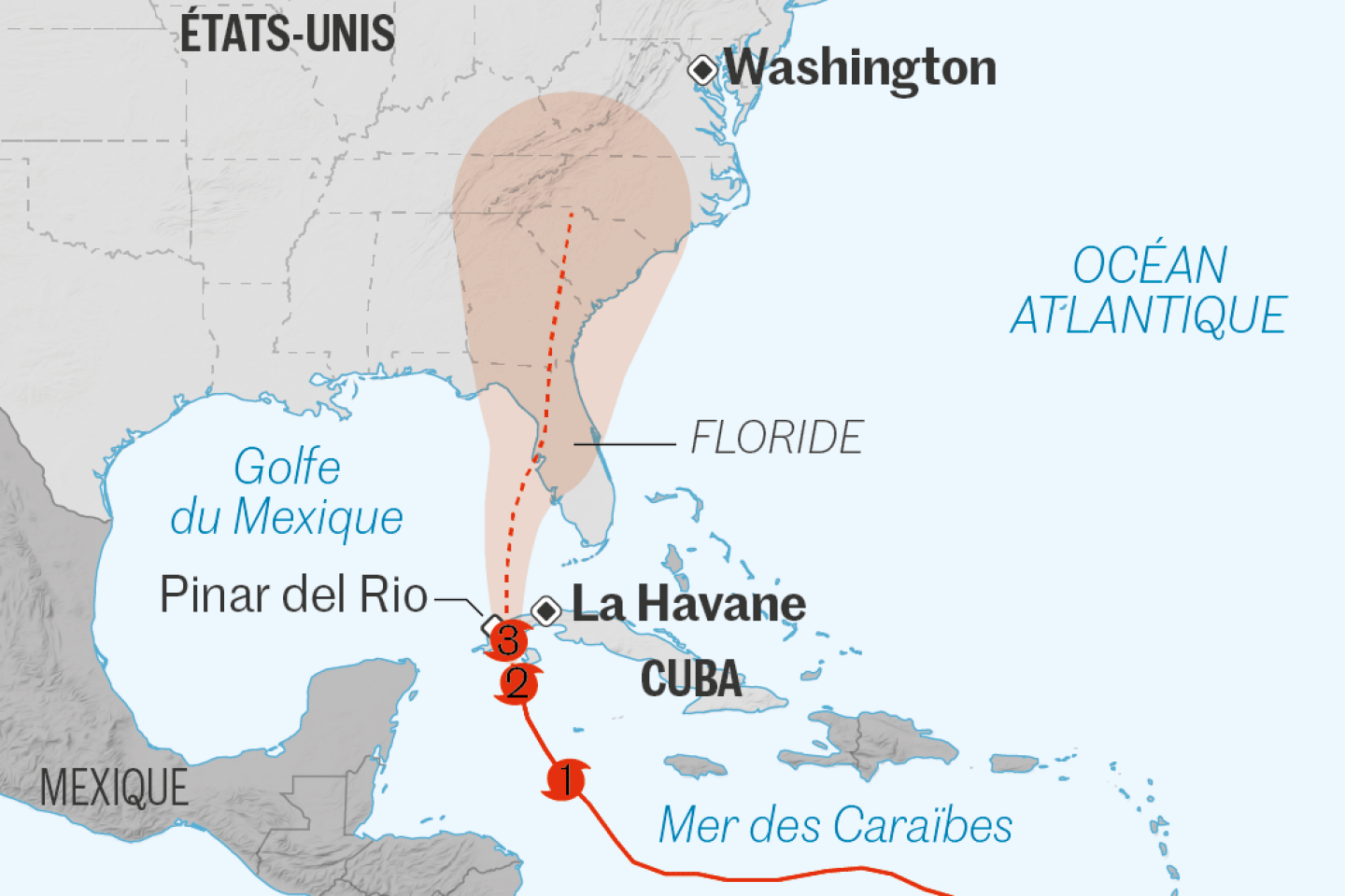 L’ouragan Ian, classé en catégorie 3, a touché terre à Cuba, avant de se diriger vers la Floride
