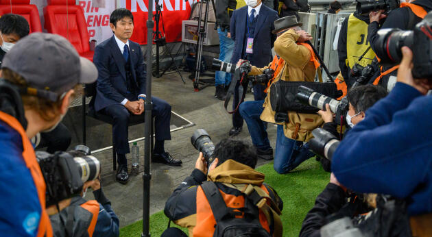 Japan soccer team coach Hajime Moriyasu on September 27 before a friendly match against Ecuador.