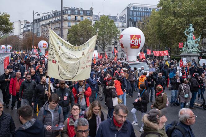 Lors de la manifestation interprofessionnelle pour le pouvoir d’achat, à Paris, le 29 septembre 2022.