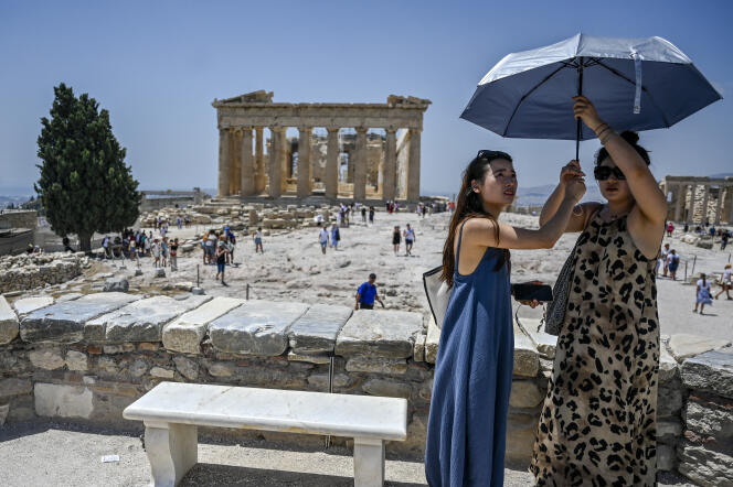 Sur l’Acropole, à Athènes (Grèce), le 24 juillet 2022.