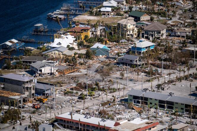 Au lendemain du passage de l’ouragan Ian, à Fort Myers, en Floride, le 30 septembre 2022.