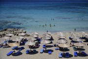 On the beach of Phalasarna, northwest of Crete, July 20, 2022.
