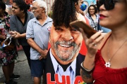 Supporters of Brazilian presidential candidate Luiz Inacio Lula da Silva, attend a rally in Rio de Janeiro, September 25, 2022.