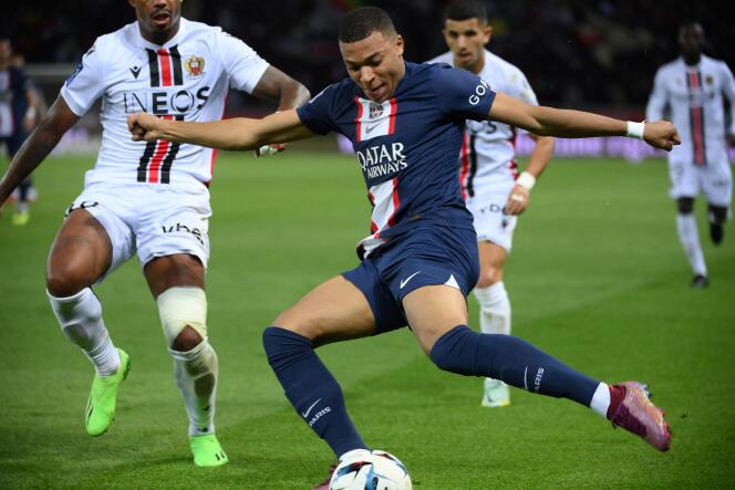 Kylian Mbappé lors de la rencontre PSG-OGC Nice en Ligue 1 au Parc de Princes, à Paris, le 1er octobre 2022.