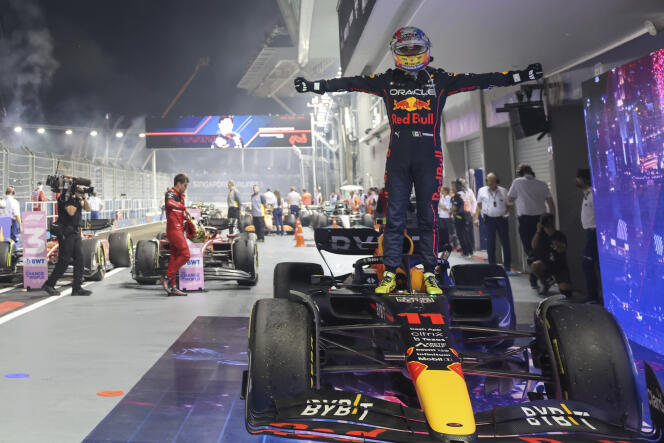 Mexican driver Sergio Pérez after his victory at the Singapore Grand Prix on Sunday October 2.
