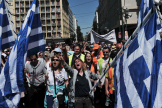 Manifestation contre les mesures d’austérité économique imposées à la population, à Athènes, en Grèce, en avril 2013. 