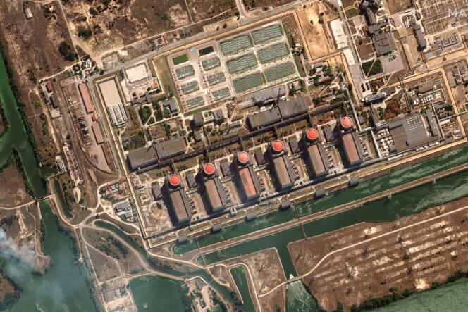 Image satellite de la centrale nucléaire de Zaporizhzhia à Enerhodar, le 29 août 2022.