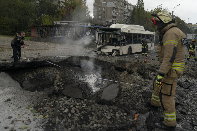 En Dnipro (Ucrania), tras un bombardeo del ejército ruso, el 10 de octubre de 2022.
