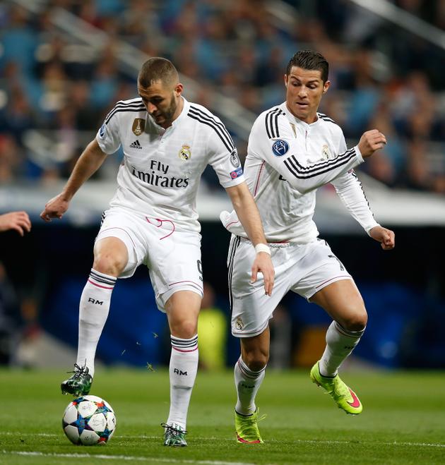 Karim Benzema et Cristiano Ronaldo, à Madrid, le 10 mars 2015. 