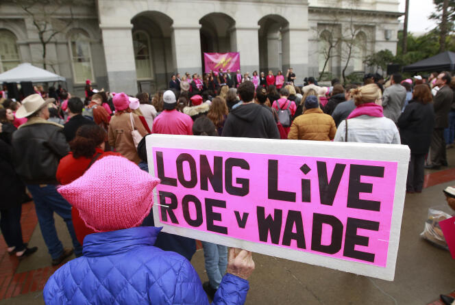 Abortion rights advocates in Sacramento, California, in January 2018.