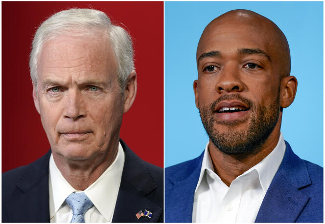Republican Senator Ron Johnson (left) and Democratic candidate Mandela Barnes (right) before a televised debate in Milwaukee on October 7, 2022.