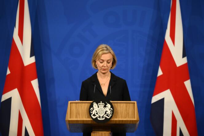 Die britische Premierministerin Liz Truss am 14. Oktober 2022 in London.