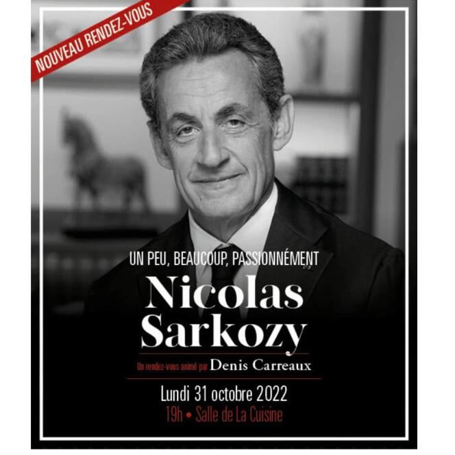 Nicolas Sarkozy L’affiche du Théâtre national de Nice (TNN) « Un peu, beaucoup, passionnément ».
