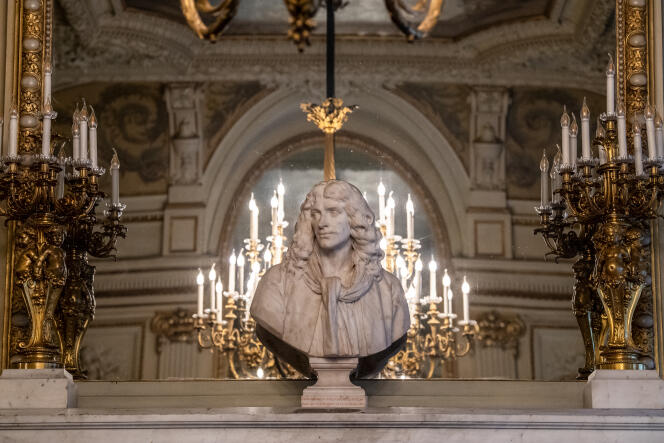 Le buste de Molière, le 14 décembre 2021, à la Comédie-Française, à Paris.