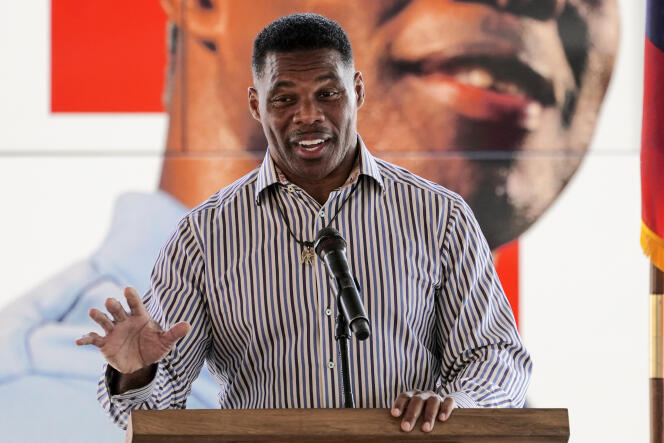 Republican candidate and former football player Herschel Walker at a rally in Dawsonville, Georgia, in October 2022.