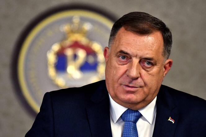 Milorad Dodik, leader of the Union of Independent Social Democrats (SNSD) party, the most influential political party in Bosnian-Serb dominated entity of Republika Srpska, addresses media, on October 27, 2022, after Central Electoral Commission anounced the results of counting and re-validateing ballots after Bosnia and Herzegovina's general elections, held on October 2.  Dodik won the election for the position of the President of Republika Srpska entity of Bosnia and Herzegovina.