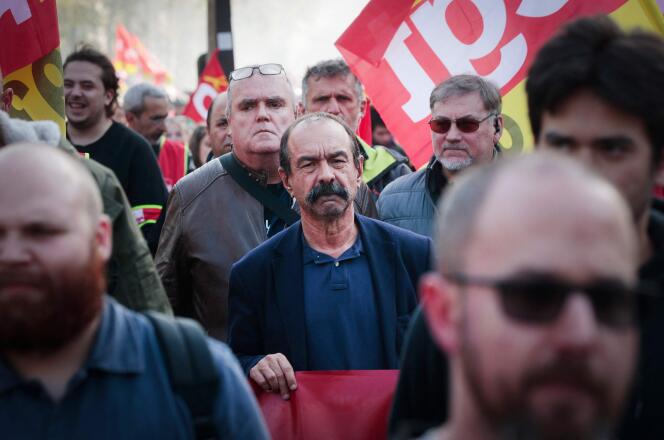 Le patron de la CGT, Philippe Martinez, pendant la manifestation pour l’augmentation des salaires, à Paris, le 27 octobre 2022. 