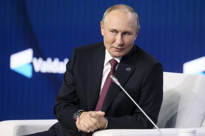 Vladimir Putin at the 19th international meeting of the Valdai discussion club, in Moscow, Russia, on October 27, 2022.