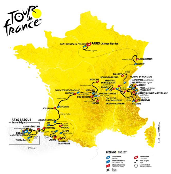 Il percorso del Tour de France 2023, presentato giovedì 27 ottobre 2022.