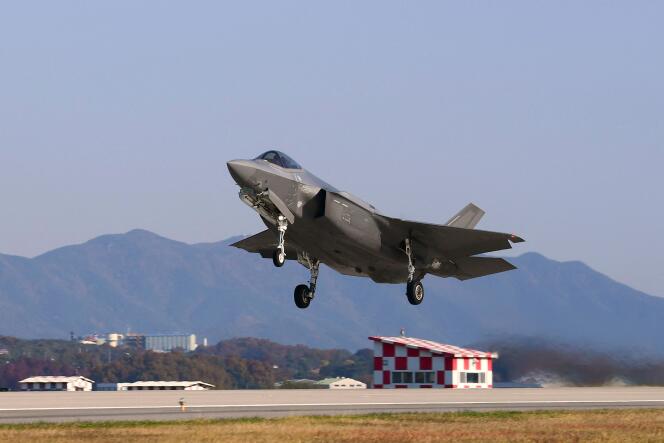 A South Korean Air Force F-35A fighter jet during a US-South Korea joint aerial drill called 