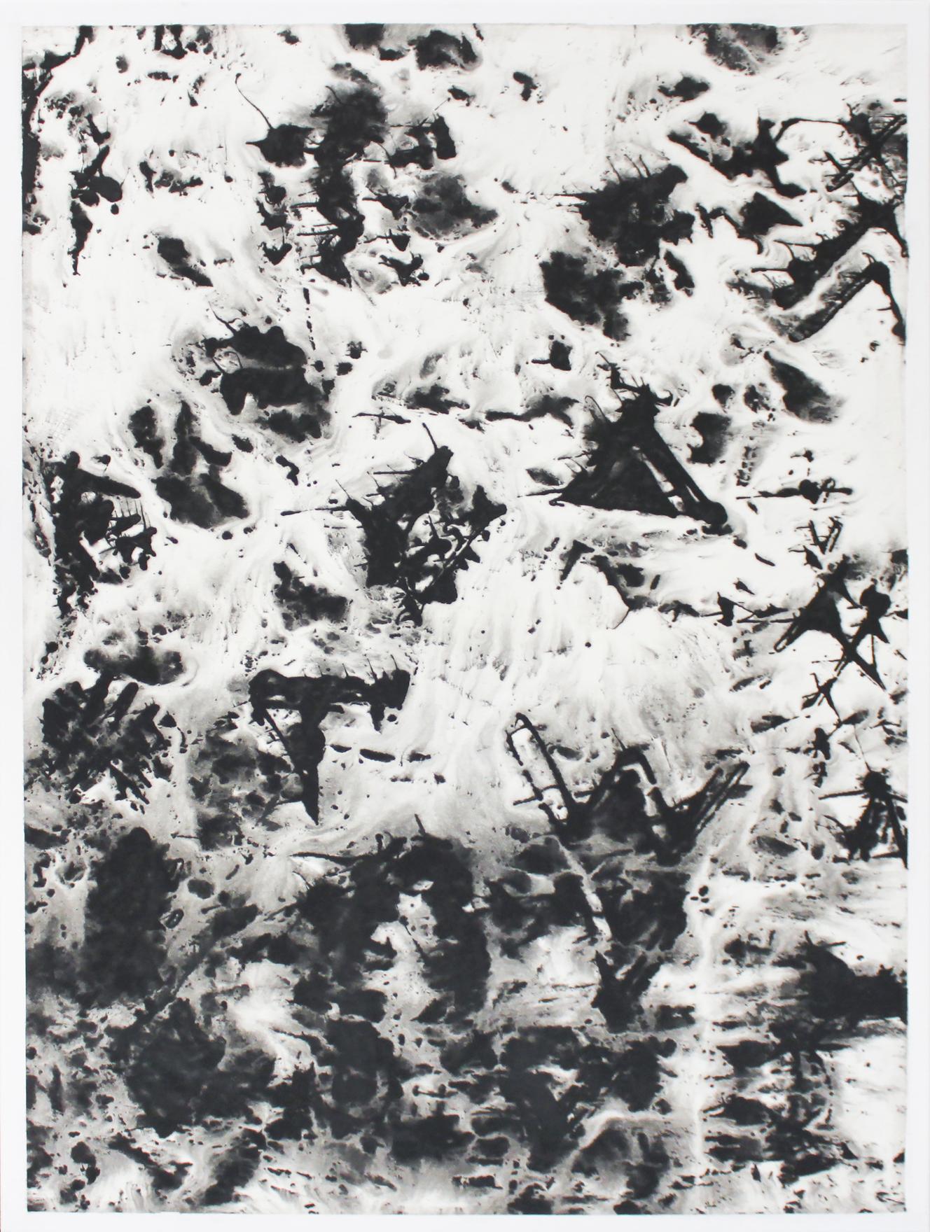 « Sans titre », 2020, de Nasreddine Bennacer. Gouache sur papier Japon marouflé sur toile, 60 x 80 cm.