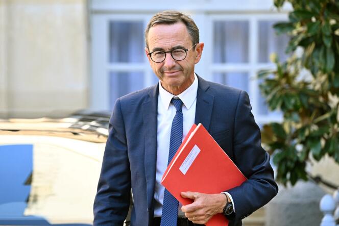 Bruno Retailleau, at the Hotel Matignon in Paris, for a meeting on pension reform, 21 September 2022. 