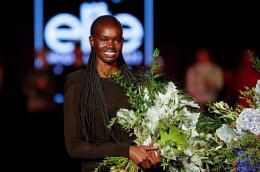 Majda John Peter of South Sudan reacts after winning the Elite Model Look 2022 World Final contest in Prague, Czech Republic, August 30, 2022. REUTERS/David W Cerny