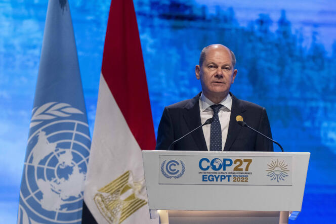 German Chancellor Olaf Scholz speaks during COP27