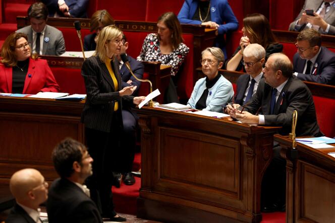 Agnès Pannier-Runacher lors d'une question au gouvernement à l'Assemblée nationale le 8 novembre 2022. 