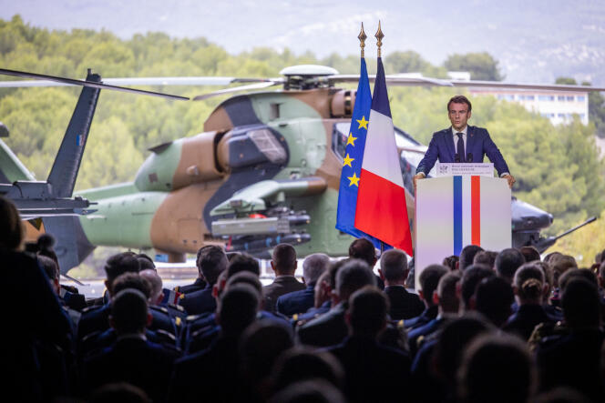 President Emmanuel Macron delivers a speech in Toulon, Wednesday, November 9, 2022.