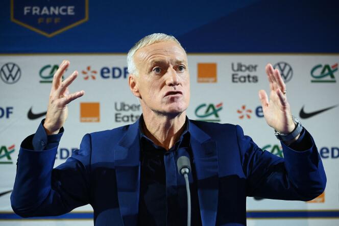 The head coach of the French football team, Didier Deschamps, gives the list of players who will go to the World Cup in Qatar on November 9, 2022 in Paris.