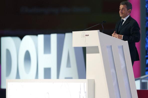 Former French president Nicolas Sarkozy speaks during the official opening ceremony of the Gathering Of All Leaders In Sport (GOALS) forum in Doha, on December 11, 2012. Sarkozy, 57-years-old, said during his first public appearance since being beaten by Francois Hollande in the race for the Elysee, that an "absolutely decisive" change was taking place in Qatar, which is rapidly becoming a powerhouse in world sport and is due to host the football World Cup in 2022. AFP PHOTO /KARIM JAAFAR / AL-WATAN DOHA == QATAR OUT (Photo by KARIM JAAFAR / AL-WATAN DOHA / AFP)