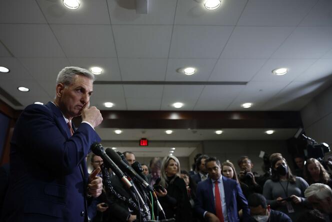 Kevin McCarthy, California candidate for President of the United States House of Representatives, during a press conference in Washington on November 15, 2022.