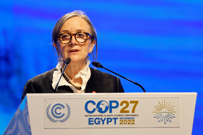 La cheffe du gouvernement tunisien Najla Bouden à la COP27 à Charm El-Cheikh, en Egypte, le 8 novembre 2022.
