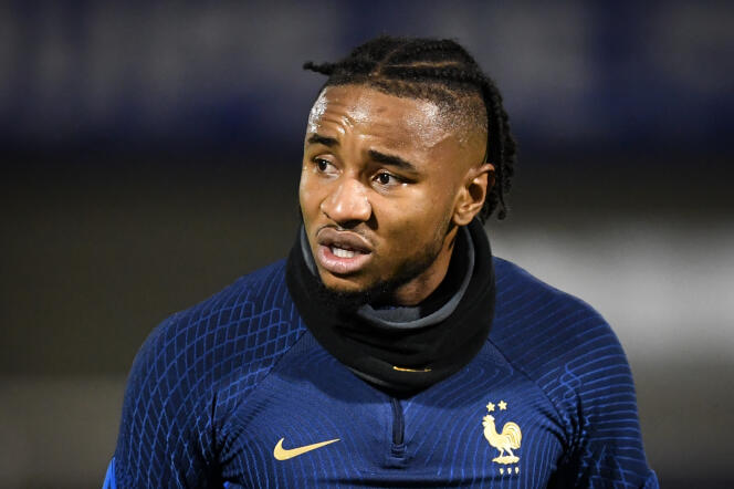 Christopher Nkunku, injured during a training session in Clairefontaine, November 15, 2022.